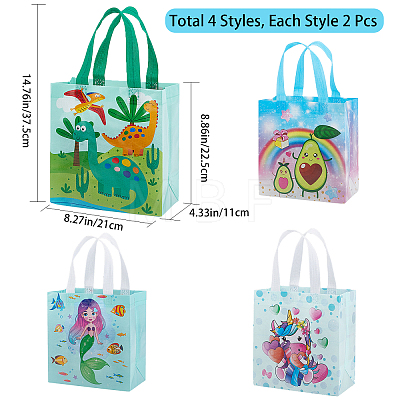 Gorgecraft 8Pcs 4 Styles Non-Woven Fabric Reusable Folding Gift Bags with Handle ABAG-GF0001-19C-1