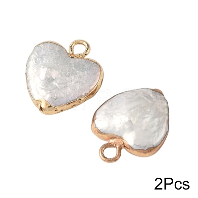 2Pcs Baroque Natural Keshi Pearl Heart Charms PEAR-YW0001-12-1