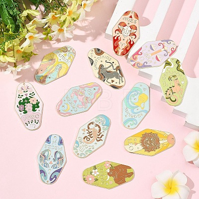 12Pcs 12 Styles Twelve Constellations Alloy Enamel Big Pendants ENAM-YW0008-20-1