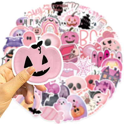 Halloween 50Pcs PVC Adhesive Waterproof Stickers Self-Adhesive Stickers PW-WGE8137-01-1