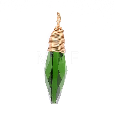 Faceted Glass Pendants PALLOY-JF00739-1