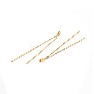 Brass Friction Ear Nut with Long Chain Tassel KK-B059-32G-1