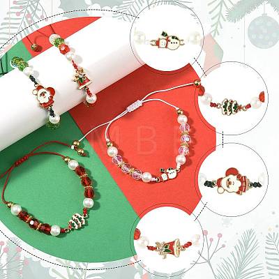 4Pcs Christmas Alloy Enamel Link Bracelets BJEW-FS00032-1