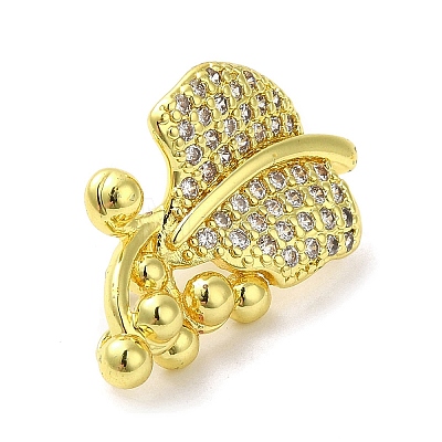 Rack Plating Brass Micro Pave Clear Cubic Zirconia Twister Clasps KK-F863-03G-1