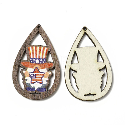 American Flag Theme Single Face Printed Aspen Wood Pendants WOOD-G014-01F-1