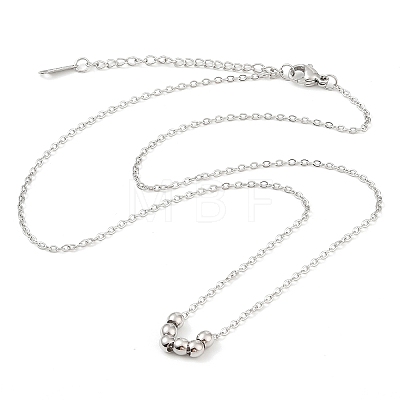 Non-Tarnish 304 Stainless Steel Cable Chain Round Beads Pendant Necklaces for Women NJEW-Z047-02P-1