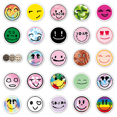 50Pcs Smiling Face Pvc Graffiti stickers for DIY Decorating Luggage PW-WG61750-01-1