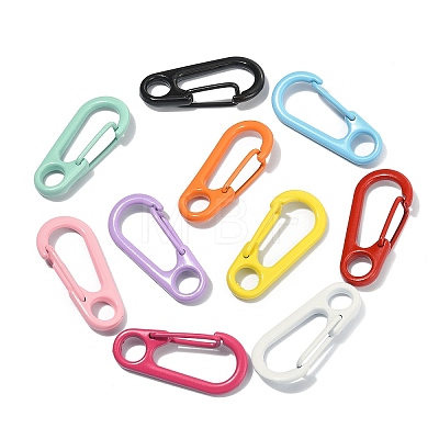 30Pcs 10 Colors Spray Painted Alloy Spring Gate Rings KEYC-CJ0001-03-1