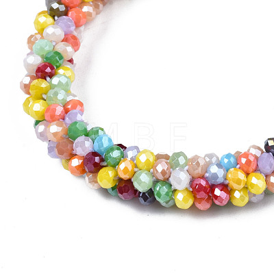 AB Color Plated Faceted Opaque Glass Beads Stretch Bracelets BJEW-S144-003D-22-1