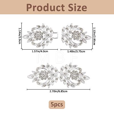5Pcs Alloy & Crystal Rhinestone Snap Lock Clasps FIND-FH0008-91S-1