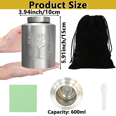 1Pc Column Stainless Steel Urn for Human Pet Ashes AJEW-PS0001-01B-1