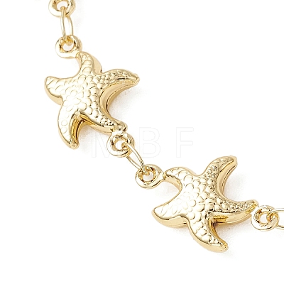 304 Stainless Steel Starfish Link Chain Bracelets for Women AJEW-AN00769-1