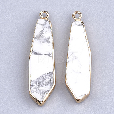 Electroplate Natural Howlite Pendants G-S344-24M-1