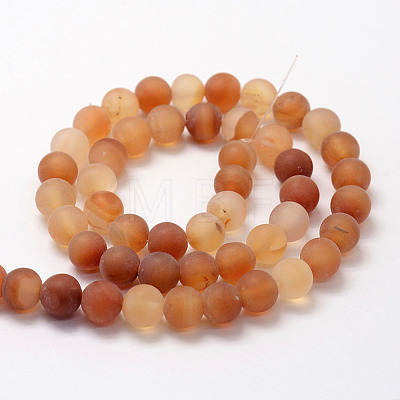 Frosted Natural Carnelian Beads Strands X-G-F372-8mm-1