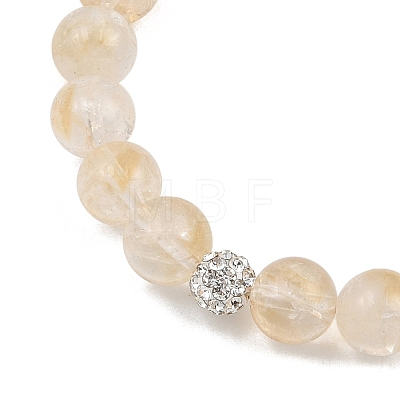 Natural Citrine Round Beads Stretch Bracelets BJEW-JB12388-1