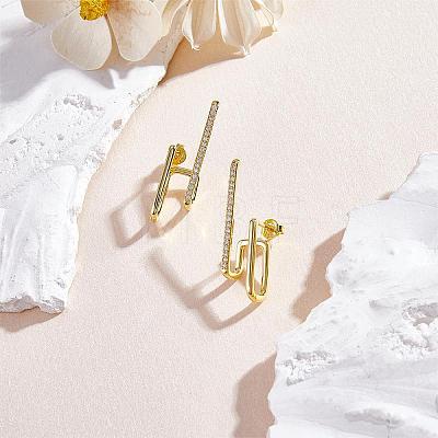 Gold Hoop Earrings Studs 18K Gold Plated Open C Shape Hoop Earrings Studs Simple Hypoallergenic Dainty CZ Studs Jewelry Gift for Women JE1074A-1