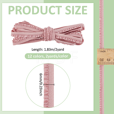 12 Colors Polyamide Pleated Elastic Lace Trim EW-FG0001-03-1