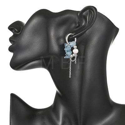 Natural Aquamarine Chips Drop Earrings EJEW-TA00817-03-1
