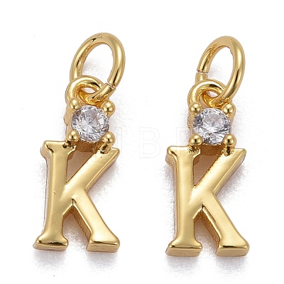 Brass Micro Pave Clear Cubic Zirconia Pendants ZIRC-Z011-35K-1