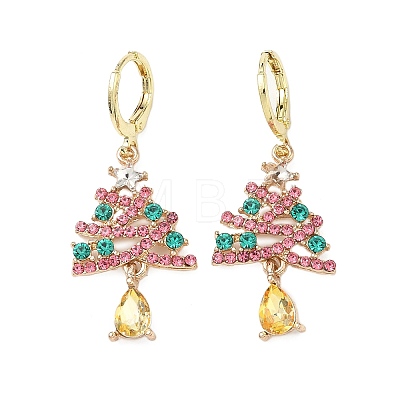 Christmas Alloy Rhinestone Hoop Earrings EJEW-F399-02G-1