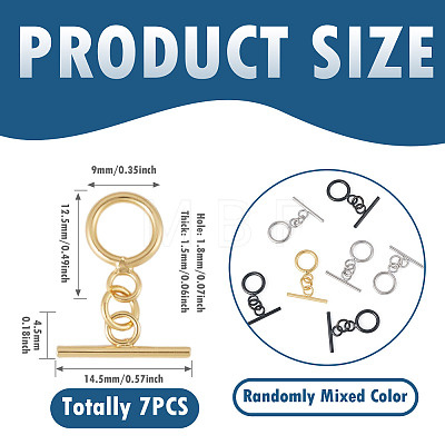 7Pcs Ring Brass Toggle Clasps KK-TADJ0001-22-1