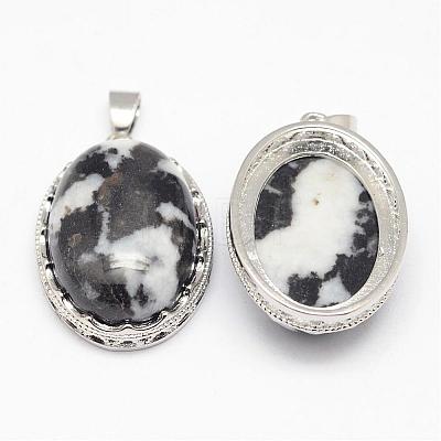 Natural Zebra Jasper Pendants G-D851-39-1