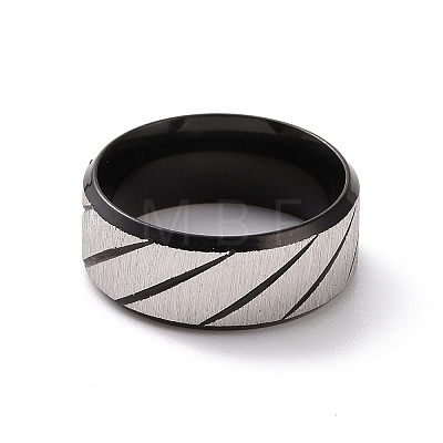 201 Stainless Steel Grooved Rhombus Finger Ring for Women RJEW-I089-45EBP-1