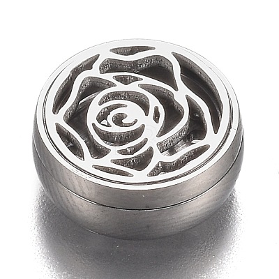 304 Stainless Steel Diffuser Locket Aromatherapy Essential Oil AJEW-N025-08P-1