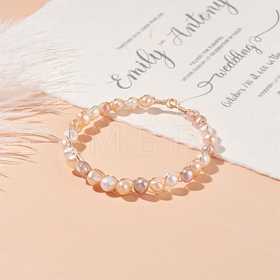 Natural Cultured Freshwater Pearl Beaded Bracelets for Women BJEW-JB07724-02-1