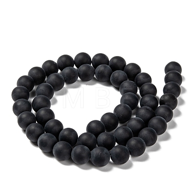 Grade A Natural Black Agate Beads Strands G447-4-1