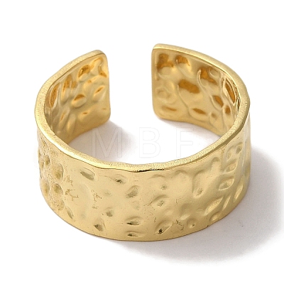 PVD Vacuum Plating 201 Stainless Steel Textured Wide Open Cuff Rings for Women RJEW-C092-18G-1