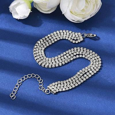 304 Stainless Steel Rhinestone Cup Chain Multi-strand Bracelets for Women BJEW-P376-01P-02-1