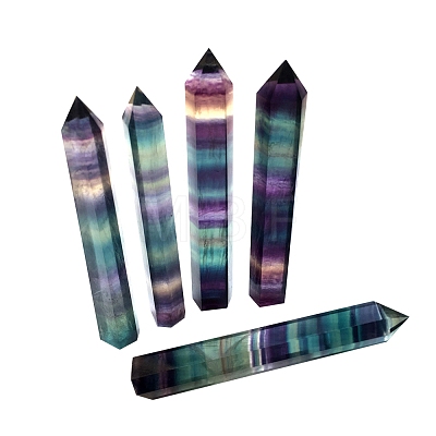 Natural Colorful Fluorite Pointed Prism Bar Home Display Decoration G-PW0007-098B-1