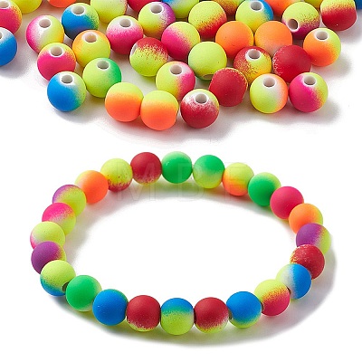 Rubberized Style Acrylic Beads MACR-YW0002-88-1