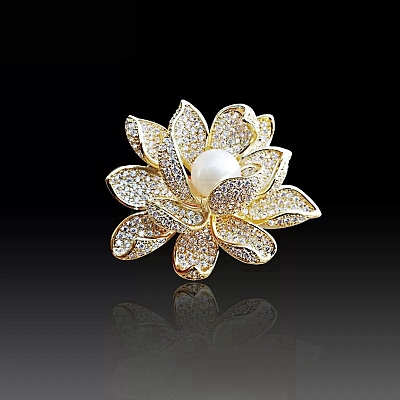 Flower Alloy Crystal Rhinestone Brooch PW-WG24C40-01-1