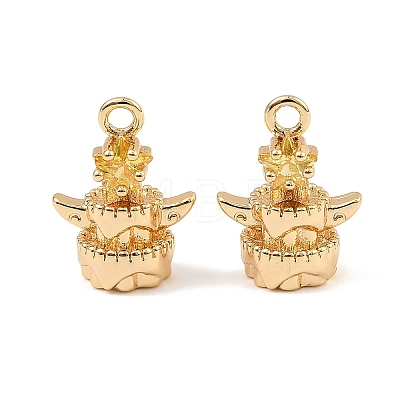 Brass Micro Pave Cubic Zirconia Charms KK-C155-17G-05-1