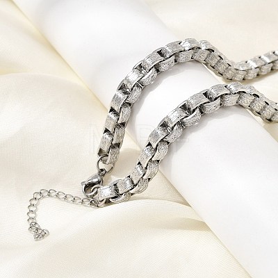 7MM 304 Stainless Steel Textured Box Chain Necklaces NJEW-P358-01P-1