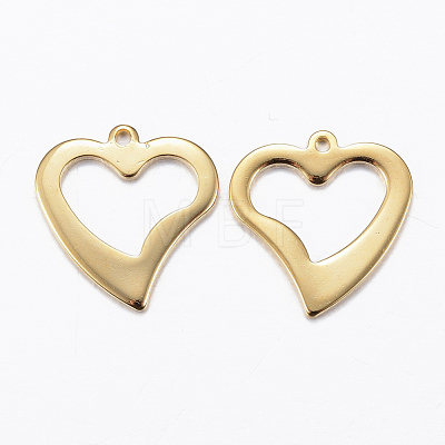 201 Stainless Steel Open Heart Charms STAS-H557-23G-1