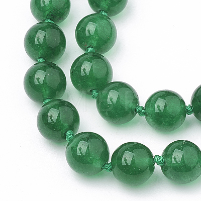 10MM Round Dyed Natural White Jade Beaded Necklaces NJEW-S404-18-01-1