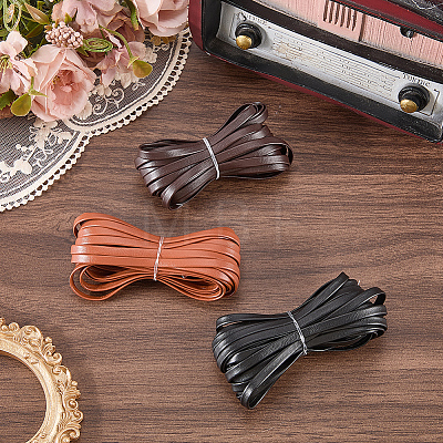 3Pcs 3 Colors Flat PU Leather Cord OCOR-CL0001-15A-1