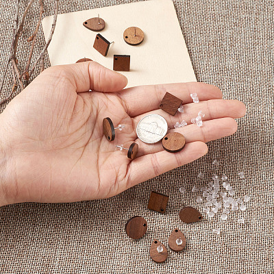 Coconut Brown Wood Stud Earring Findings EJEW-TA0010-06P-1