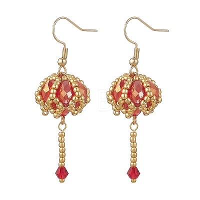 Transparent Electroplate Glass & Seed Glass Beads Dangle Earrings EJEW-MZ00714-02-1