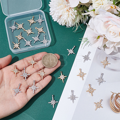32Pcs 2 Colors Alloy with Rhinestone Pendants FIND-SC0023-34-1