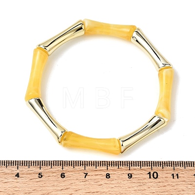 Plating Resin Beads Stretch Bracelets for Women BJEW-P374-02G-1