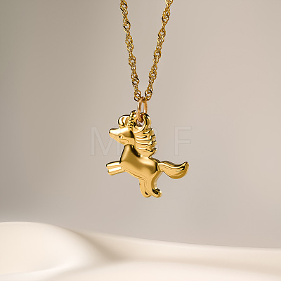 304 Stainless Steel 2026 Horse Pendant Necklaces for Women WG80543-04-1
