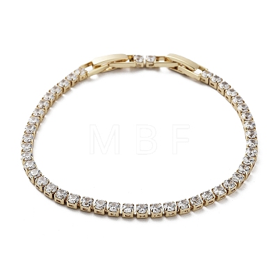 Brass Micro Pave Clear Cubic Zirconia Tennis Bracelet BJEW-G690-03G-1