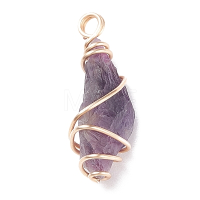 Rough Natural Amethyst Pendants PALLOY-JF01443-01-1