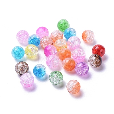 Two Tone Transparent Crackle Acrylic Beads CACR-R009-12mm-M-1