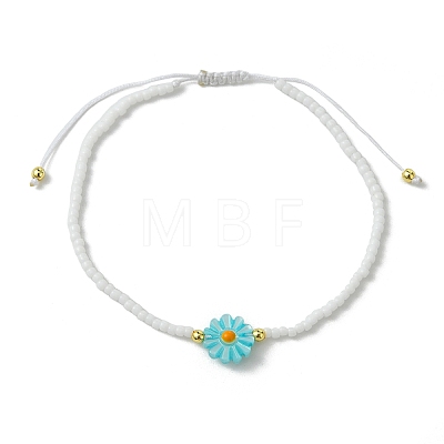 Natural Freshwater Shell & Glass Seed Beaded Adjustable Brecelets BJEW-JB13766-1