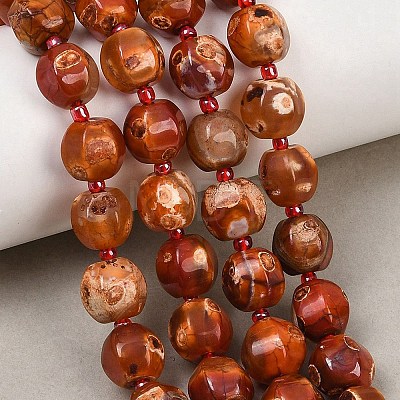 Natural Fire Crackle Agate Beads Strands G-K393-C01-10mm-1